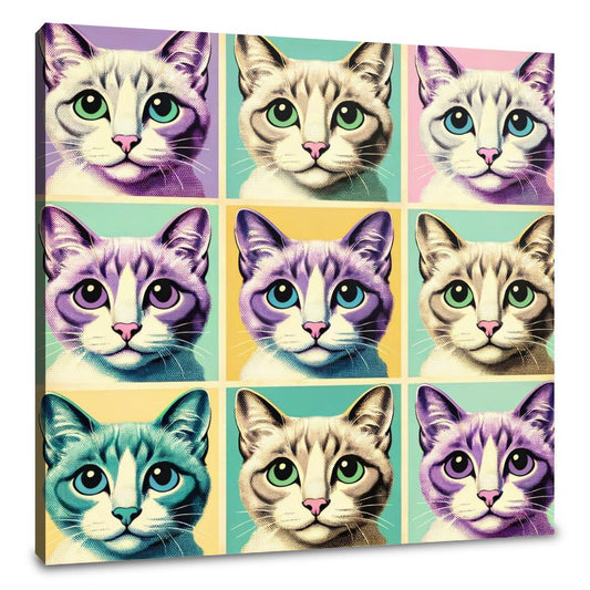 Pastel Pop Cats Canvas - Main Image