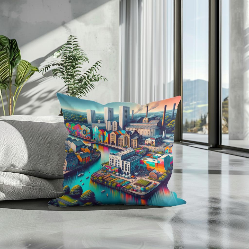 Newcastle Ouseburn Valley Creative Fusion Cotton Cushion - Secondary Image 3