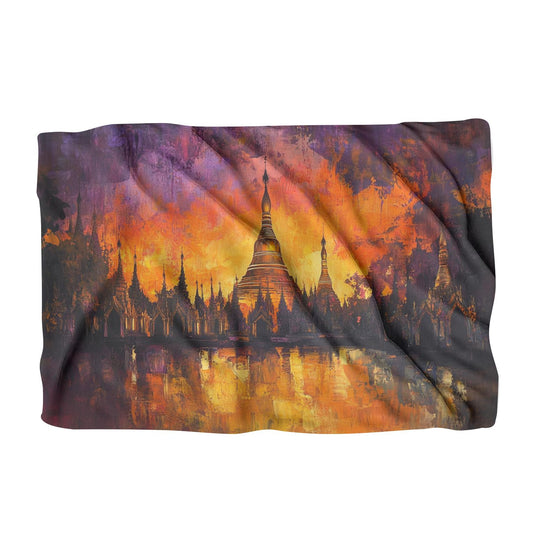 Shwedagon Sunset Reflection Blanket - Main Image