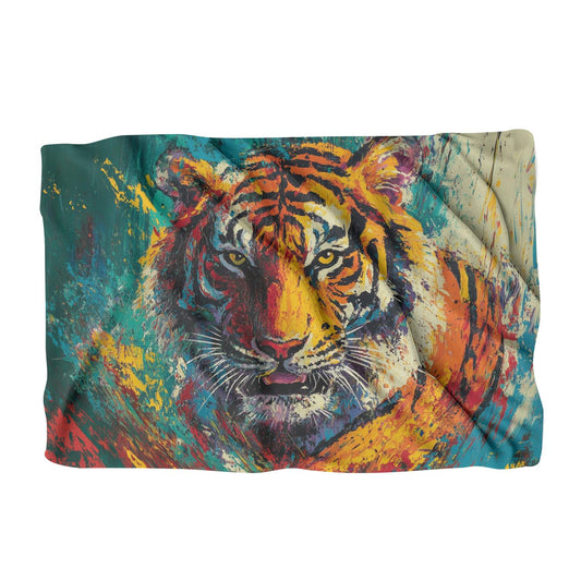 Fierce Tiger on Green Blanket - Main Image