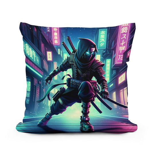 Neon Shadow Ninja Cotton Cushion - Main Image
