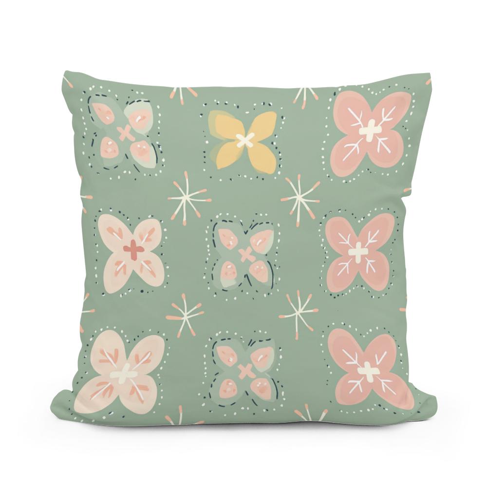 Pistachio Modern Folk Art Cotton Cushion - Main Image
