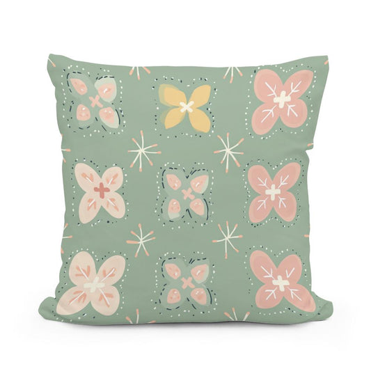 Pistachio Modern Folk Art Cotton Cushion - Main Image
