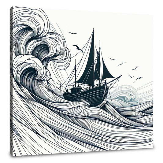 Resilient Waves Sketch Canvas - Main Image