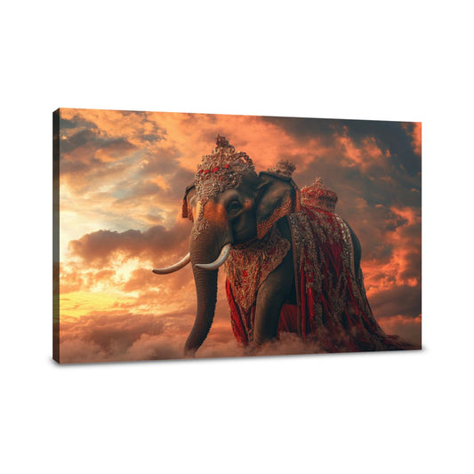Majestic Sunset Elephant Canvas - Main Image