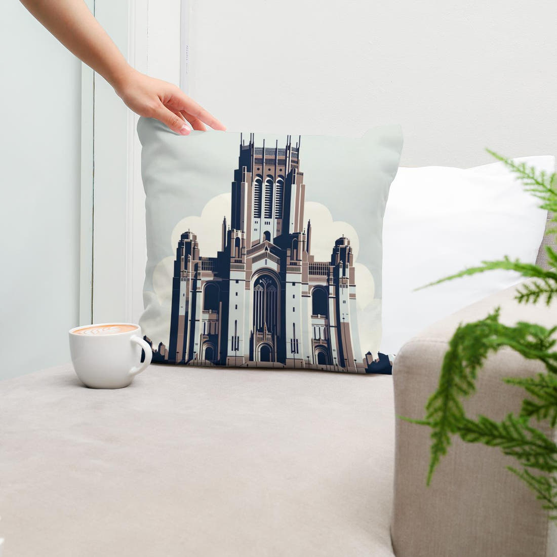 Liverpool Cathedral Minimalist Essence Cotton Cushion - Secondary Image 5