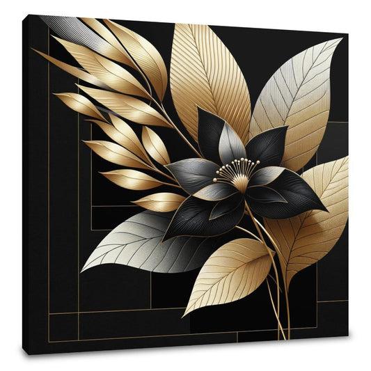 Golden Noir Floral Elegance Canvas - Main Image