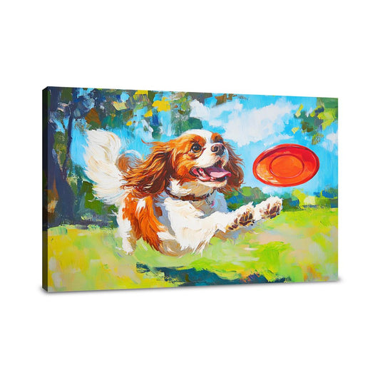 Cavalier's Frisbee Chase Canvas - Main Image
