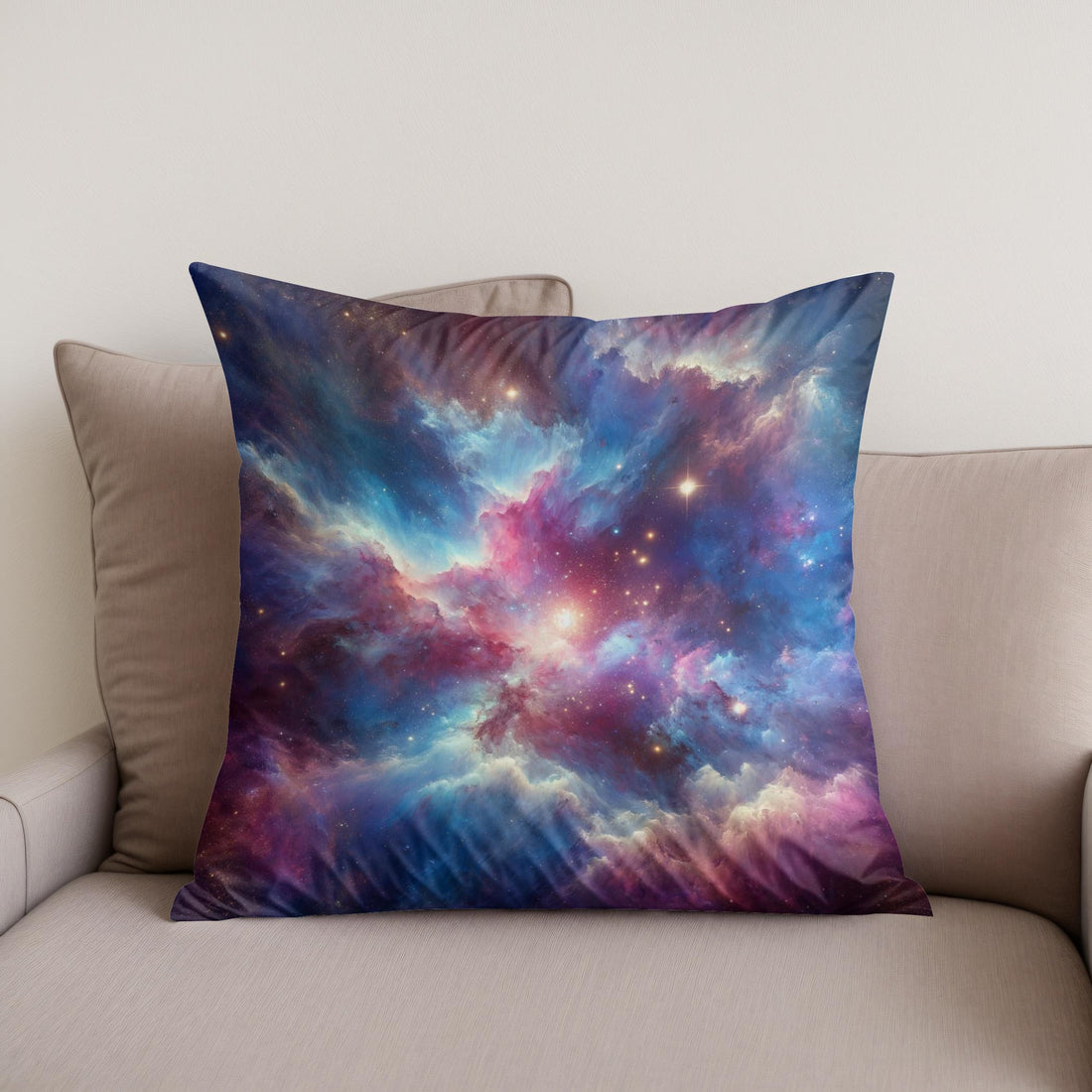 Starry Nebula Artwork Cotton Pillow - Secondary Image