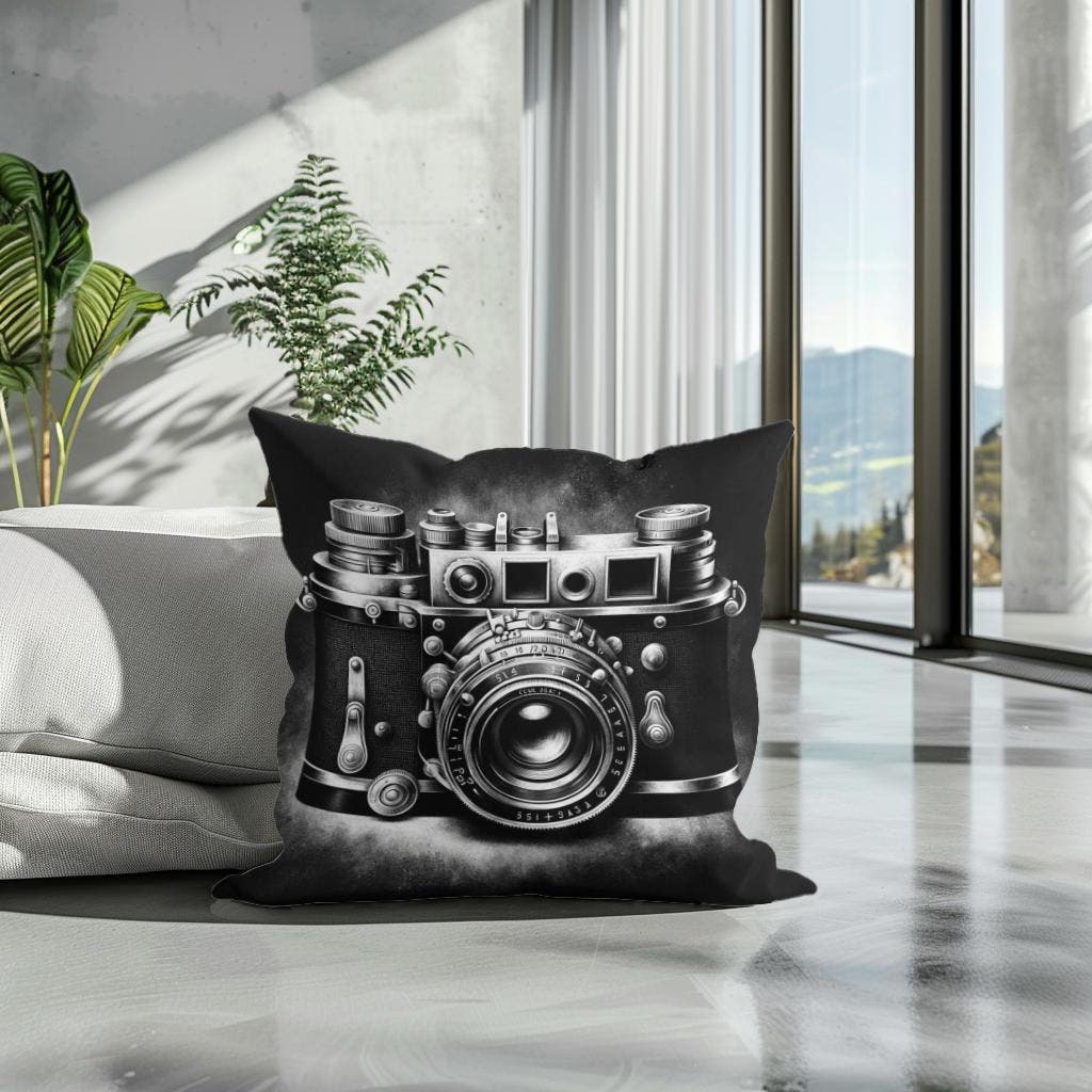 Golden Era: Vintage Camera Cotton Cushion - Secondary Image 3