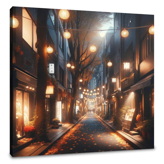 Autumn Alley at Night Canvas - Main Image