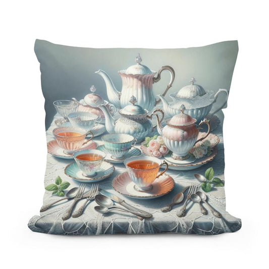 Timeless Tea Time Cotton Cushion - Main Image