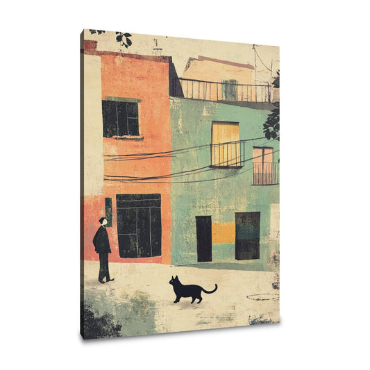 Black Cat Crossing Canvas - Main Image
