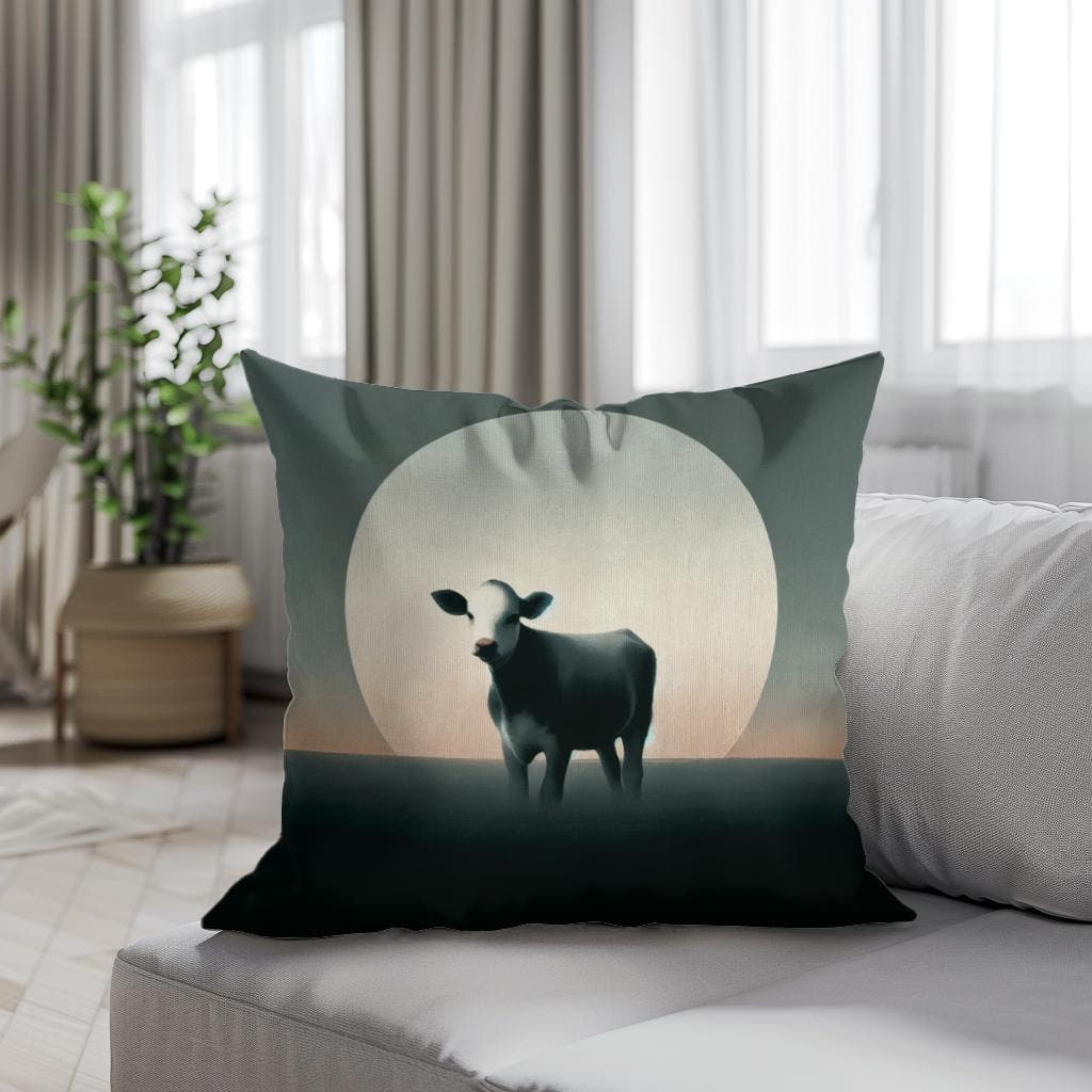 Minimalist Dusk Cow Cotton Cushion - Secondary Image 4