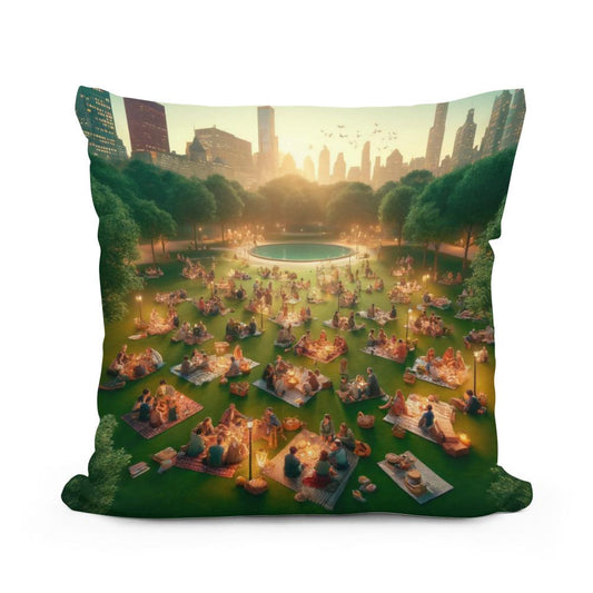 Picnic Sunset in Summer Cotton Cushion - Main Image