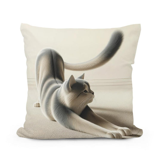 Stretching Cat Cotton Pillow - Main Image