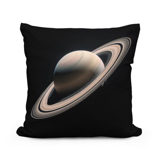 Saturn's Celestial Solitude Cotton Cushion - Main Image