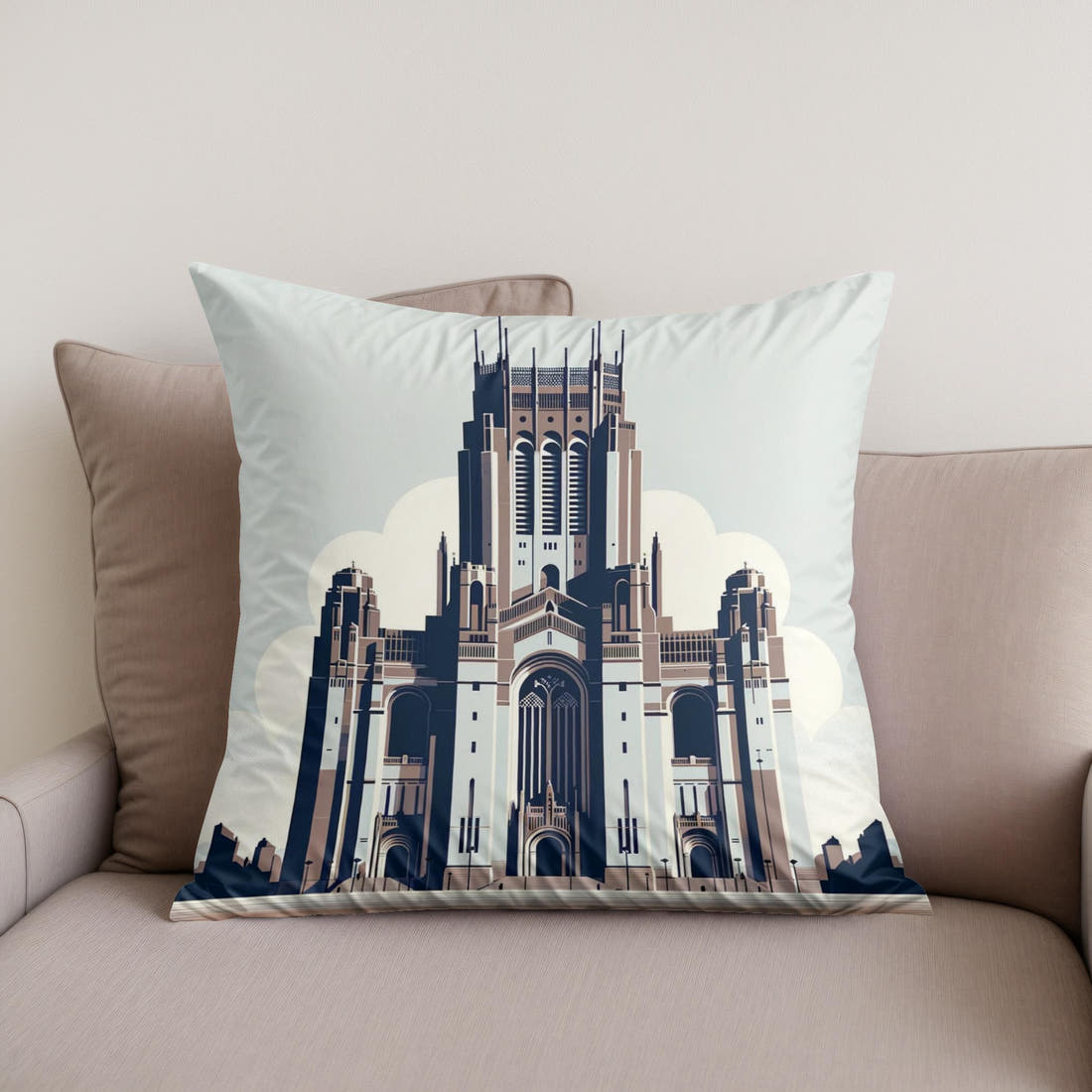 Liverpool Cathedral Minimalist Essence Cotton Cushion - Secondary Image