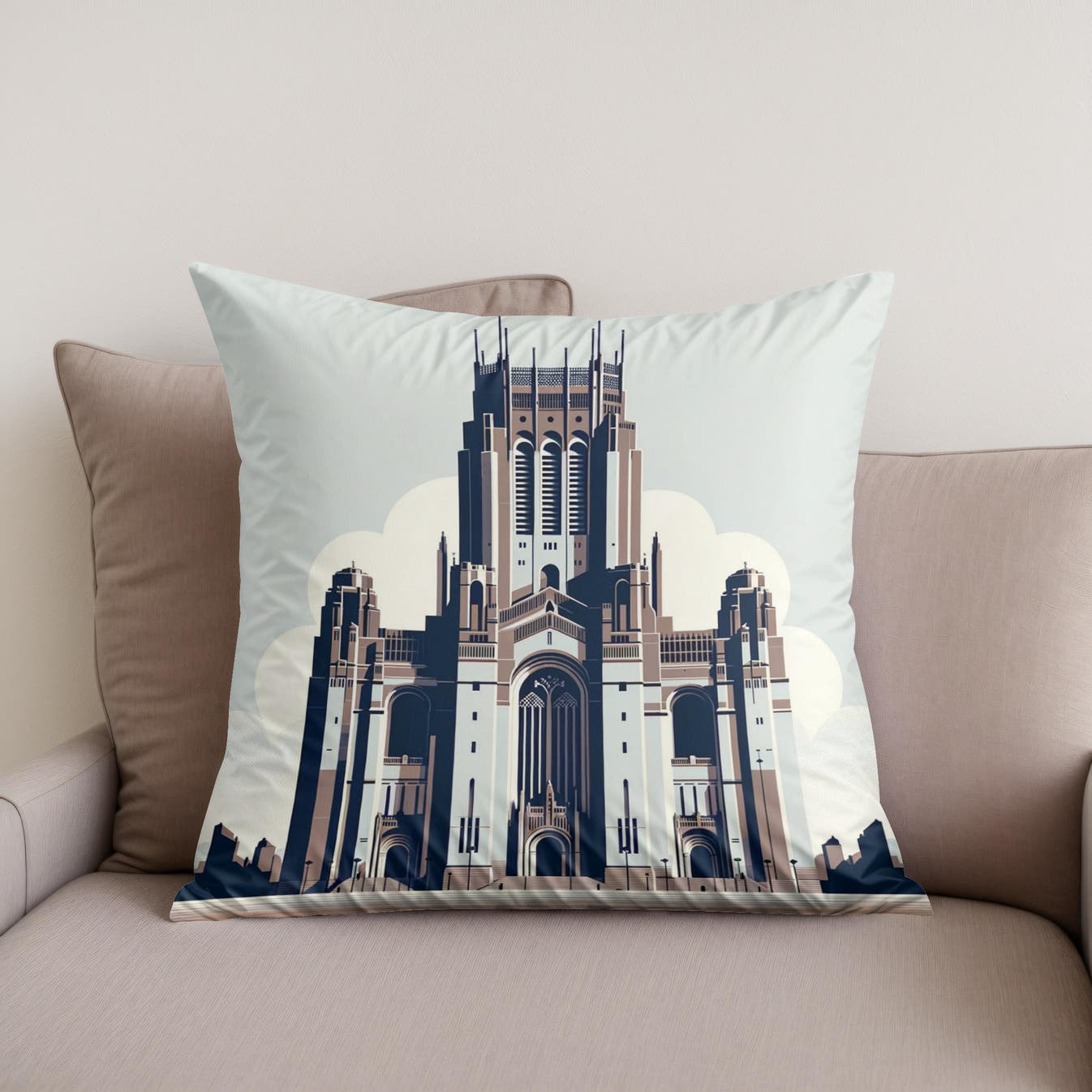 Liverpool Cathedral Minimalist Essence Cotton Cushion - Secondary Image