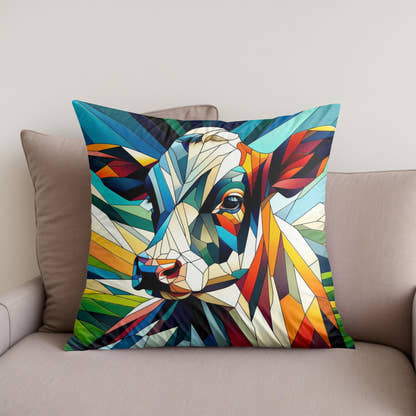 Cubist Contrast Cow Cotton Cushion - Secondary Image