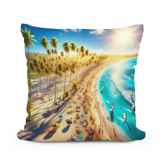 Summer Beach Panorama Cotton Cushion - Main Image
