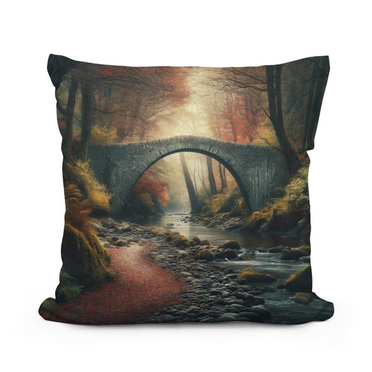 Autumn Bridge Solitude Cotton Cushion - Main Image