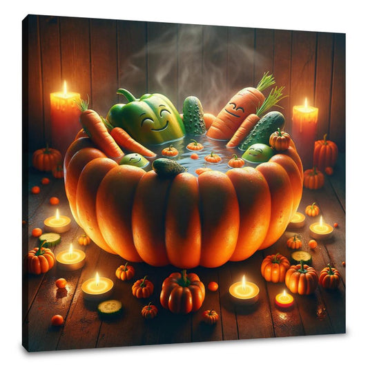Pumpkin Hot Tub Retreat Canvas - Main Image