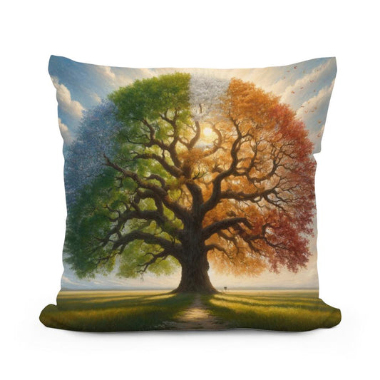 Timeless Oak Seasons Cotton Pillow - Main Image