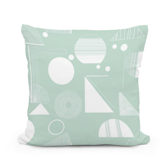Mint Geometric Cotton Cushion - Main Image
