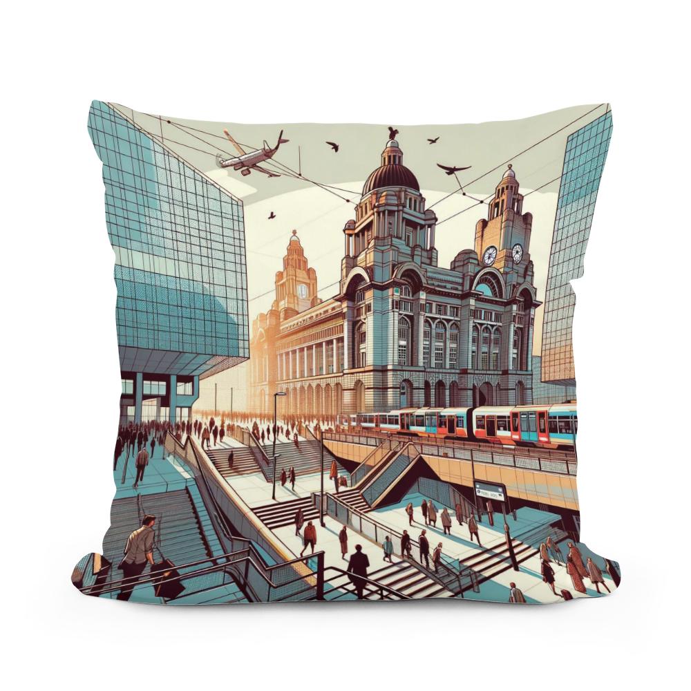 Liverpool Lime Street Nexus Cotton Cushion - Main Image
