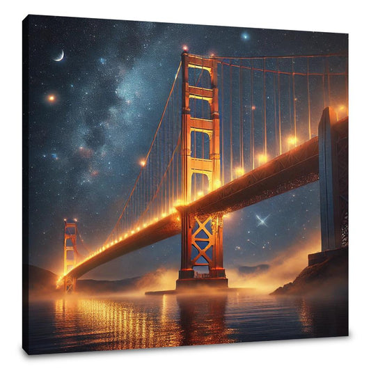 Golden Gate Starry Night Canvas - Main Image