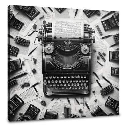 Timeless Echo: Vintage Typewriter Canvas - Main Image