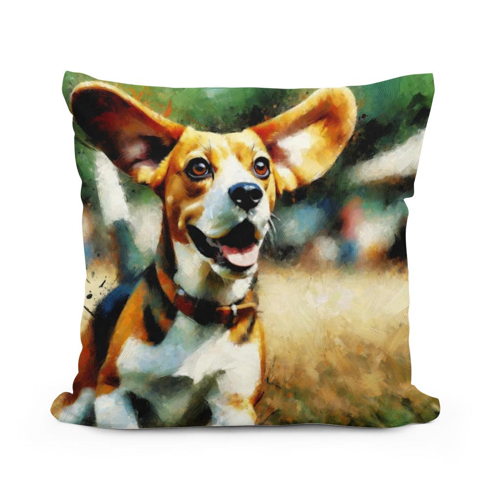 Joyful Beagle Escapade Cotton Cushion - Main Image