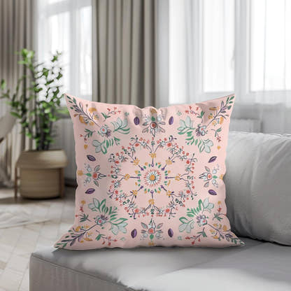 Pastel Folk Blossom Cotton Cushion - Secondary Image 4