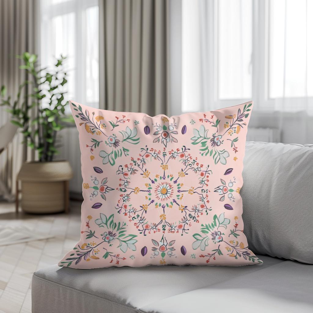 Pastel Folk Blossom Cotton Cushion - Secondary Image 4