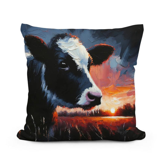 Dusk Solitude Cow Cotton Cushion - Main Image