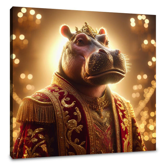 Regal Hippopotamus Elegance Canvas - Main Image