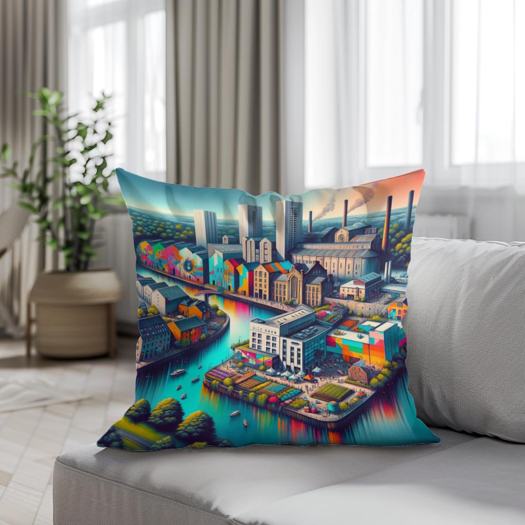 Newcastle Ouseburn Valley Creative Fusion Cotton Cushion - Secondary Image 4