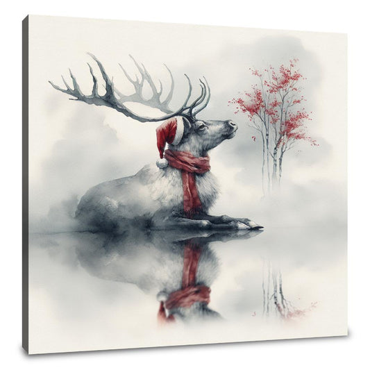 Melancholic Reindeer Solitude Canvas - Main Image
