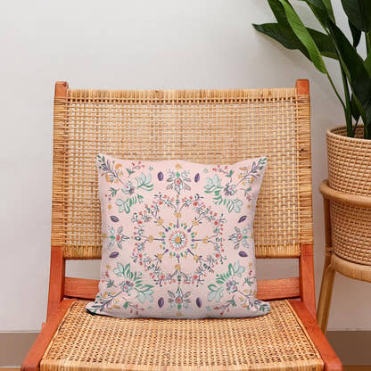 Pastel Folk Blossom Cotton Cushion - Secondary Image 2
