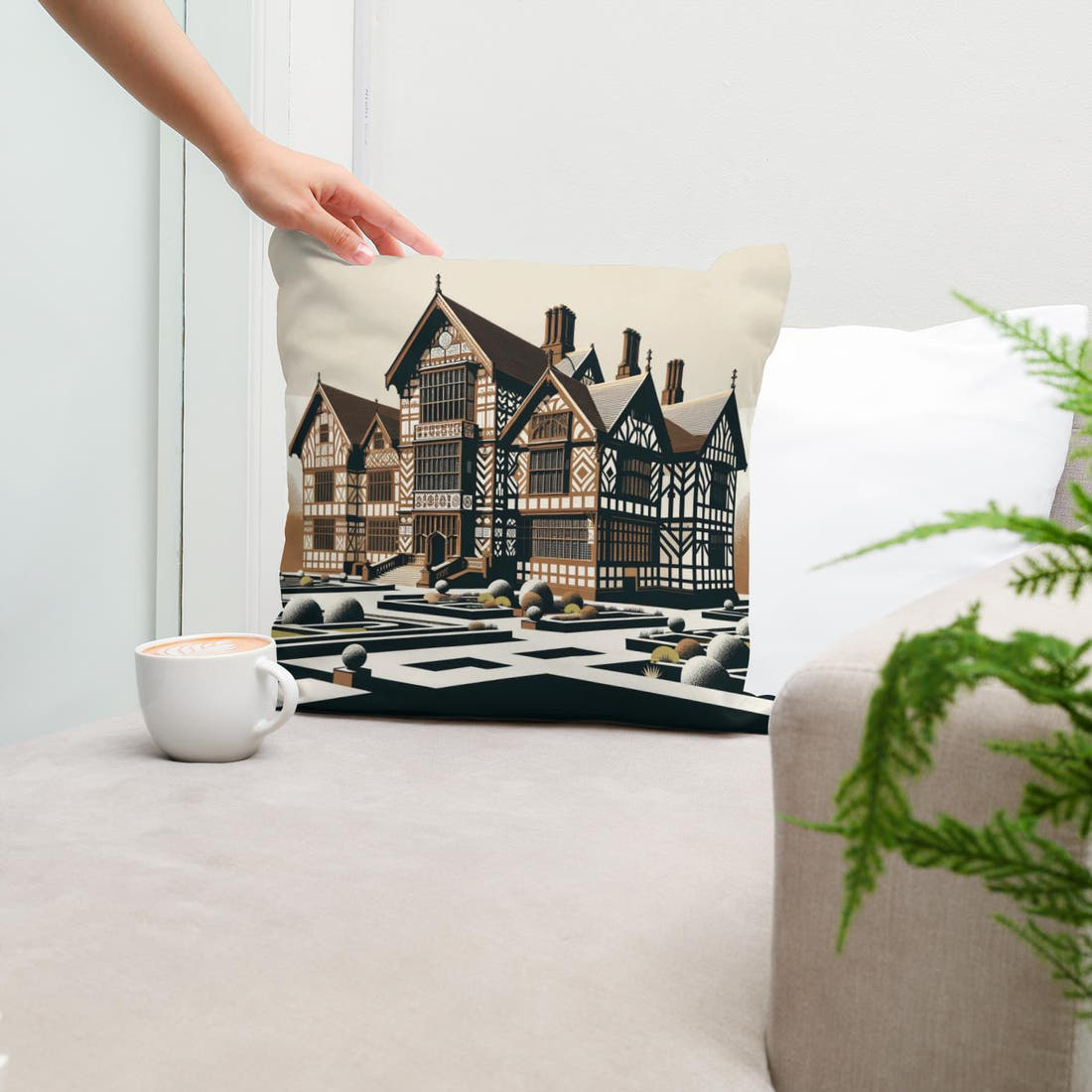Liverpool Speke Hall Minimalist Harmony Cotton Cushion - Secondary Image 5