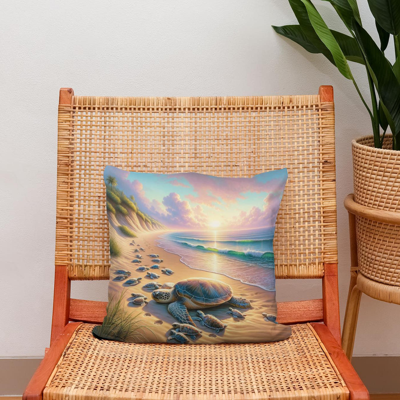 Turtle Haven Dawn Cotton Cushion - Secondary Image 2