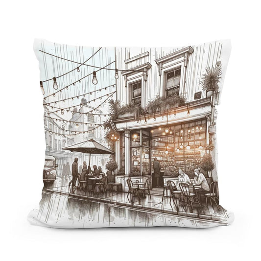 Rainy Day Café Cotton Cushion - Main Image