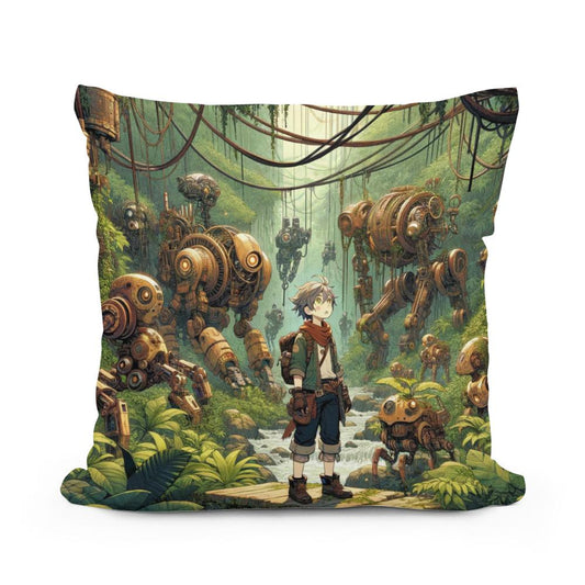 Robotic Wilderness Adventure Cotton Cushion - Main Image