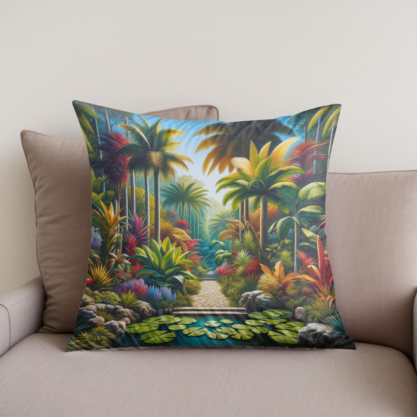 Tropical Oasis Cotton Cushion - Secondary Image