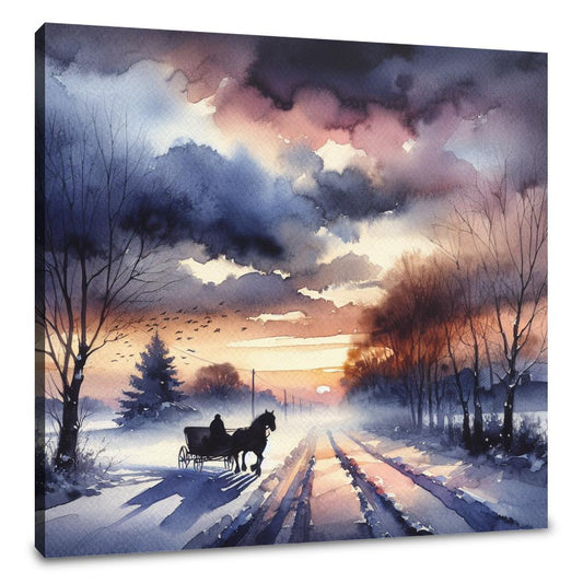 Melancholic Dawn Sleigh Ride Canvas - Main Image