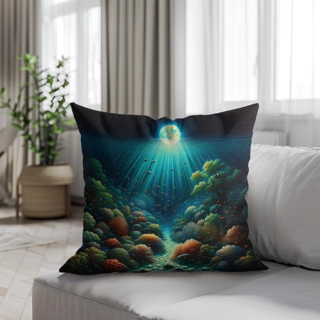 Moonlit Reef Cotton Cushion - Secondary Image 4
