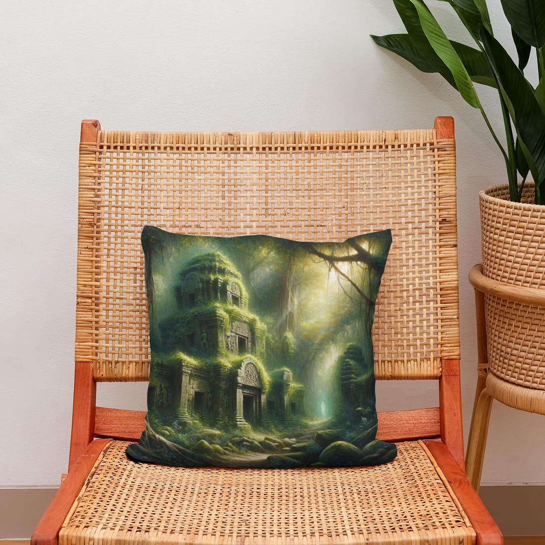 Jungle Ruins Cotton Cushion - Secondary Image 2