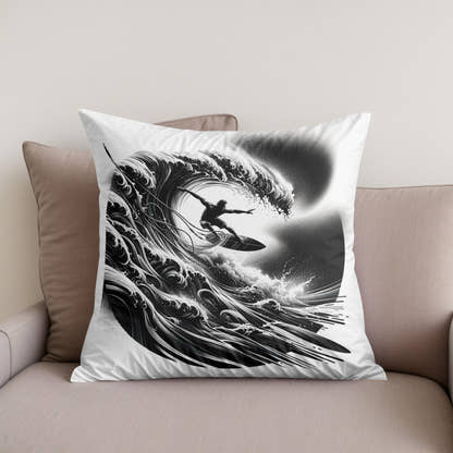 Surge of the Silver Wave Cotton Cushion - Secondary Image