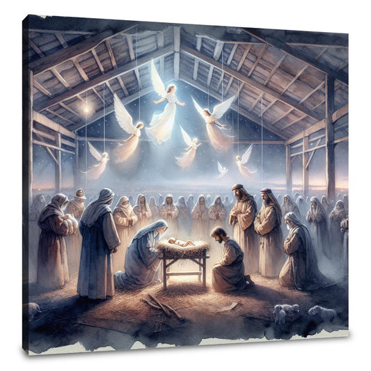 Serene Nativity Nightfall Canvas - Main Image